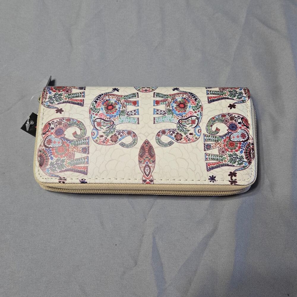 Bijorca Floral Elephant Zip-Around Clutch Wallet